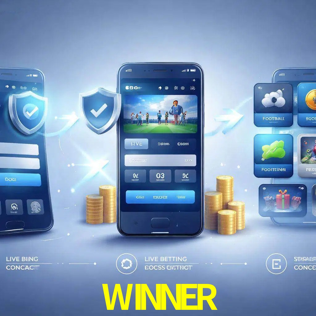 Pasos de acceso a la app WINNER en pantalla de teléfono móvil